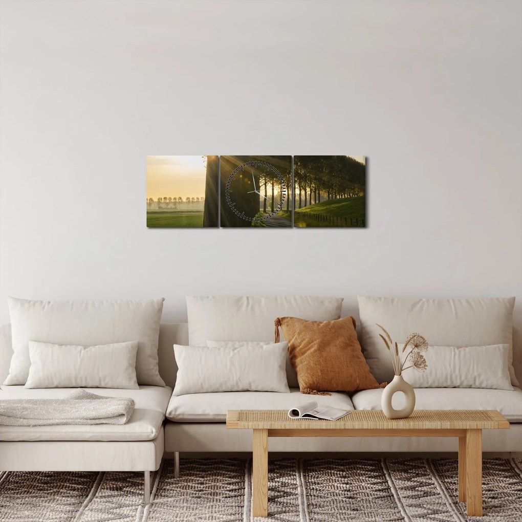 Obraz alei (z zegarem) (90x30 cm)