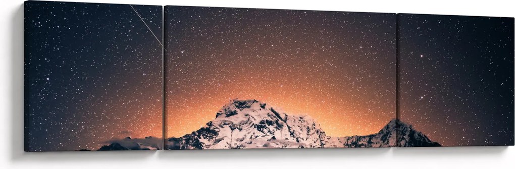Obraz nocnego nieba z górą (170x50 cm)