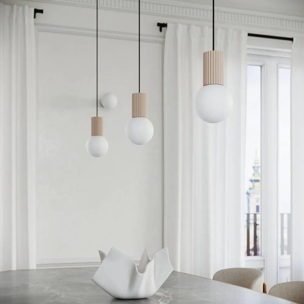Szarobrązowa lampa wisząca ze szklanym kloszem ø 12 cm Orbital – Nice Lamps