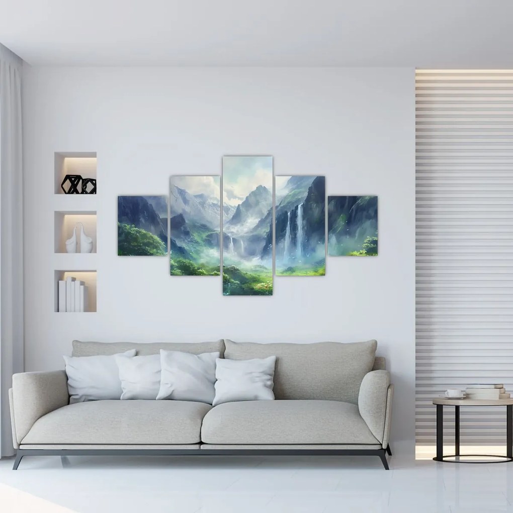 Obraz - Dolina wodospadów (125x70 cm)