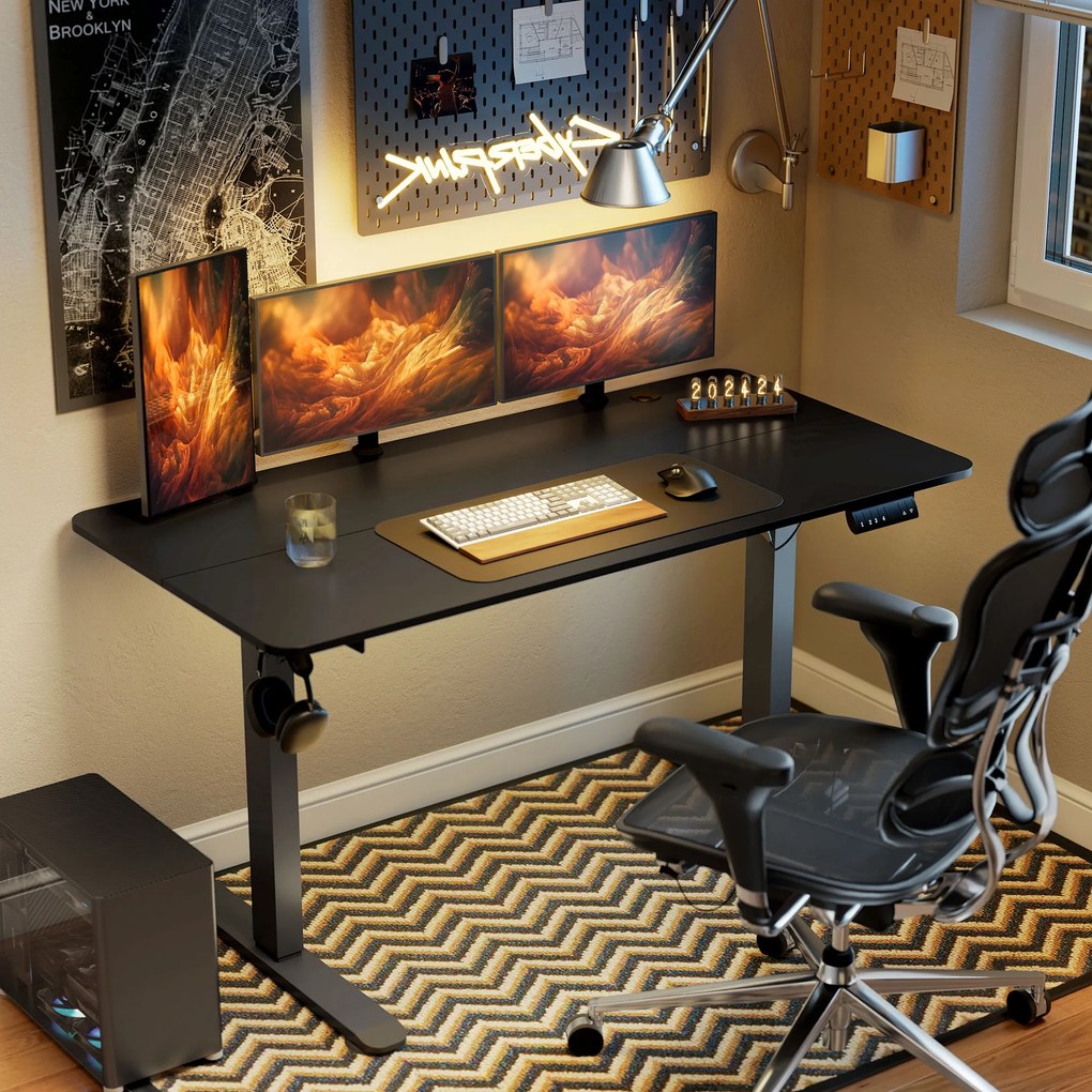 Vinsetto Biurko stojące, regulowane, komputerowe 140 cm x 70 cm x 116 cm, Czarne