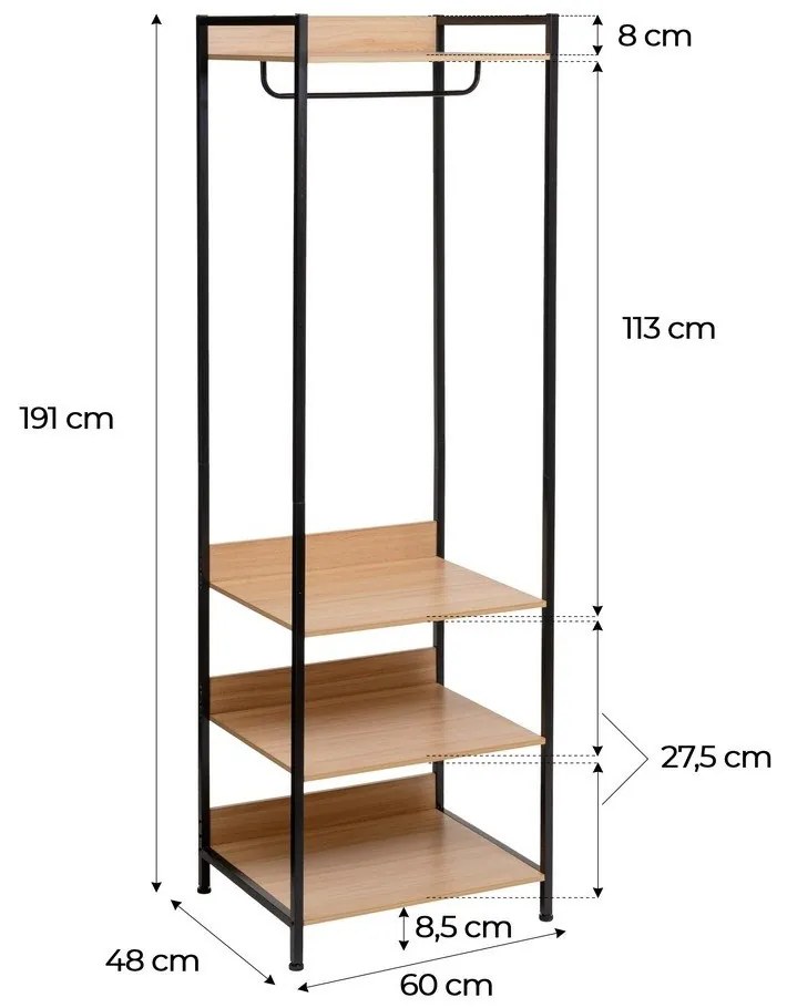 Szafa otwarta w naturalnym kolorze 60x190x48 cm Armarios – Casa Selección