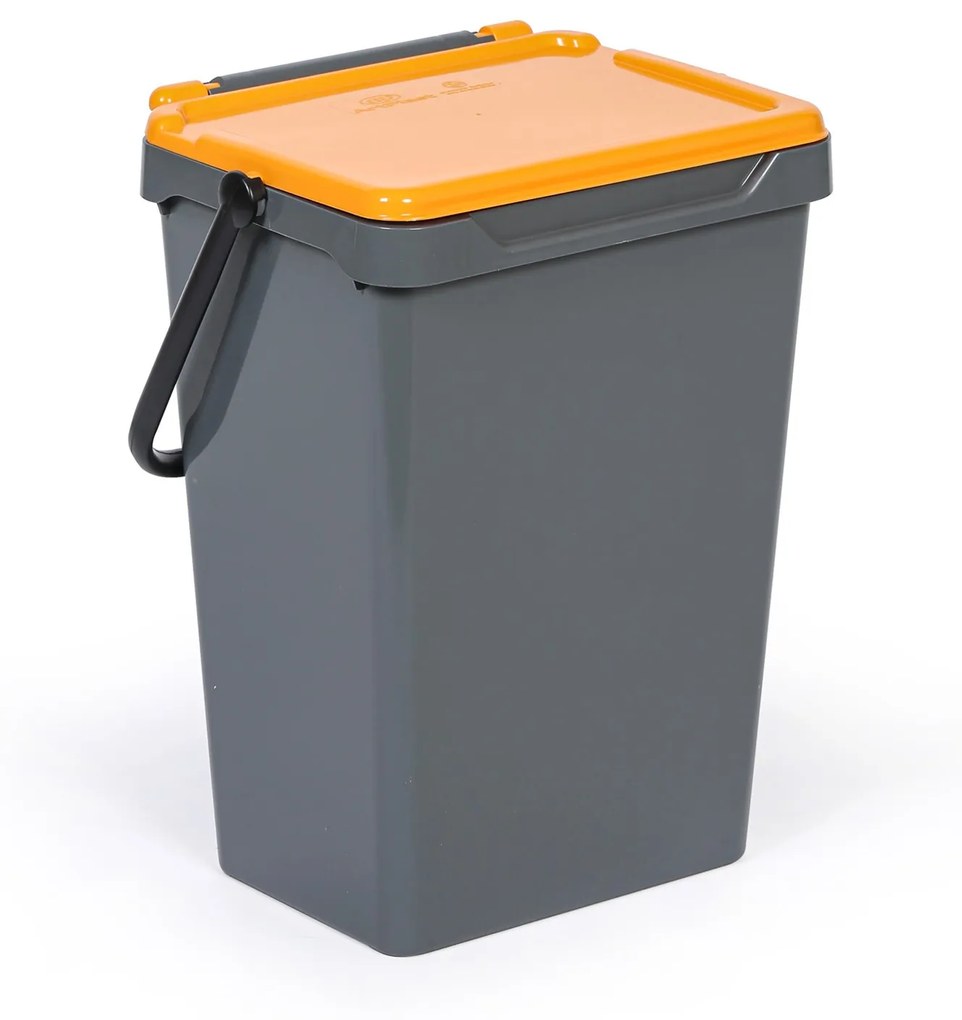 Kosz plastikowy na śmieci do segregacji, 35 l, szary + żołty