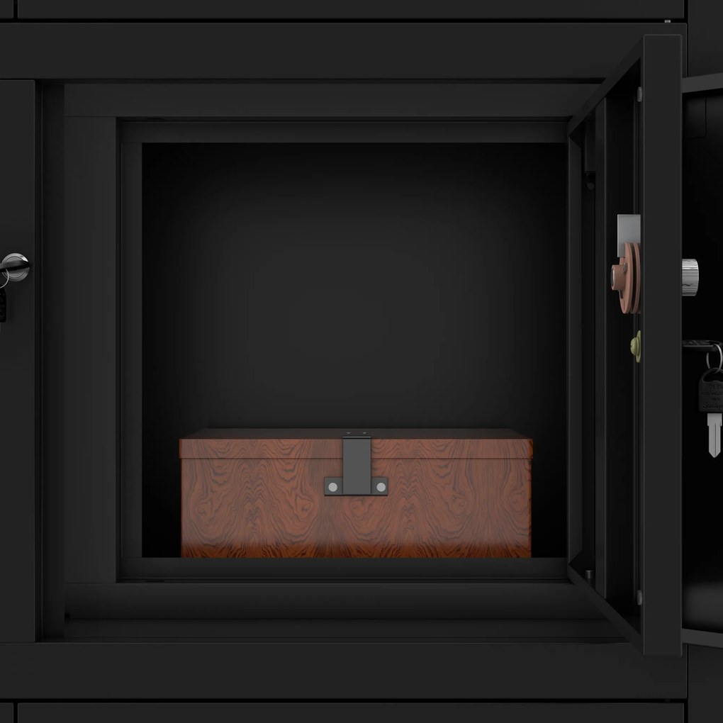 Biurowa szafa metalowa z sejfem na akta i dokumenty FILIP II, 900 x 1850 x 400 mm, czarna