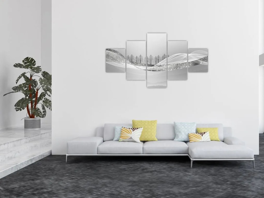 Obraz - Srebrny krajobraz (125x70 cm)