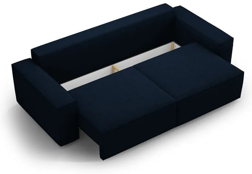 Ciemnoniebieska rozkładana sofa z materiału bouclé 247 cm Jodie – Micadoni Home