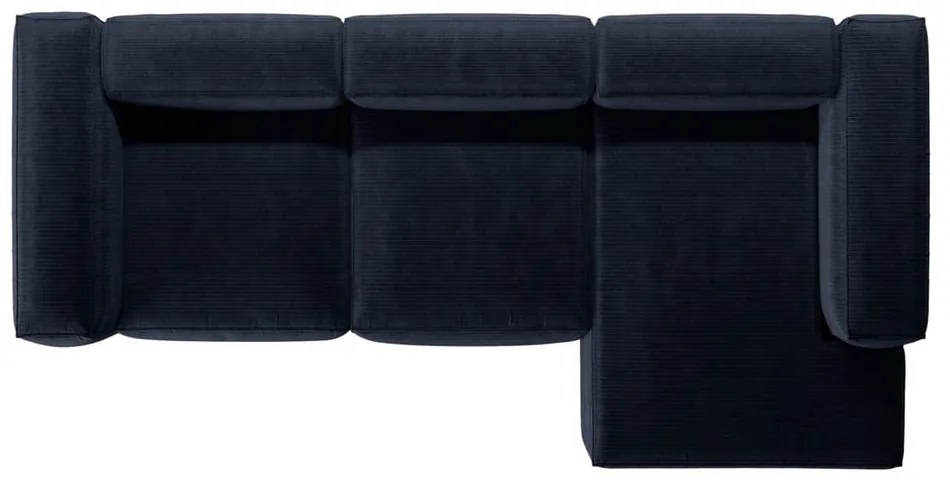 Ciemnoniebieski sztruksowy narożnik (prawostronny/z szezlongiem) Bergamo – Cosmopolitan Design