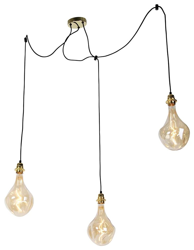 Złota lampa wisząca 3-punktowa z wbudowanym LED, złota, ściemniana - Cava Luxe Nowoczesny Oswietlenie wewnetrzne