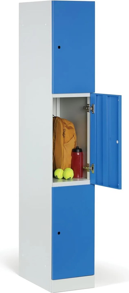 Szafka skrytkowa S1, 3 schowki, 1850 x 300 x 500 mm, zamek cylindryczny, drzwi beżowe