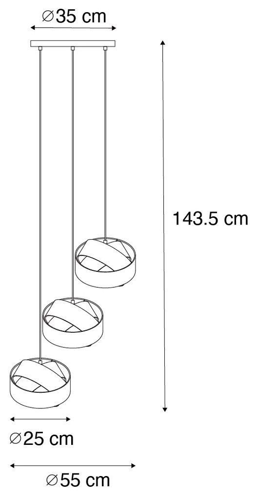 Nowoczesna lampa wisząca czarna 3-światłowa - Cloth Nowoczesny Oswietlenie wewnetrzne