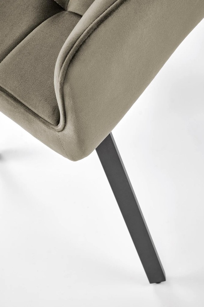 Krzesło do jadalni obrotowe z podłokietnikami beżowe welurowe K588