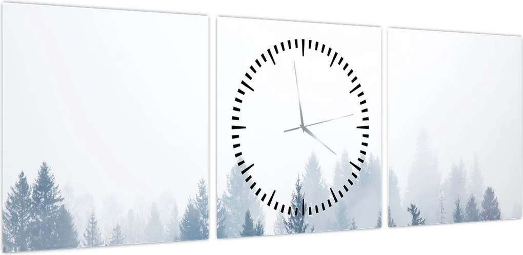 Obraz - Mglisty las (z zegarem) (90x30 cm)