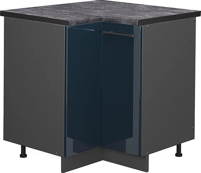 Szafka narożna ciemnoniebieski wysoki połysk 80.5x60x82 fame-line