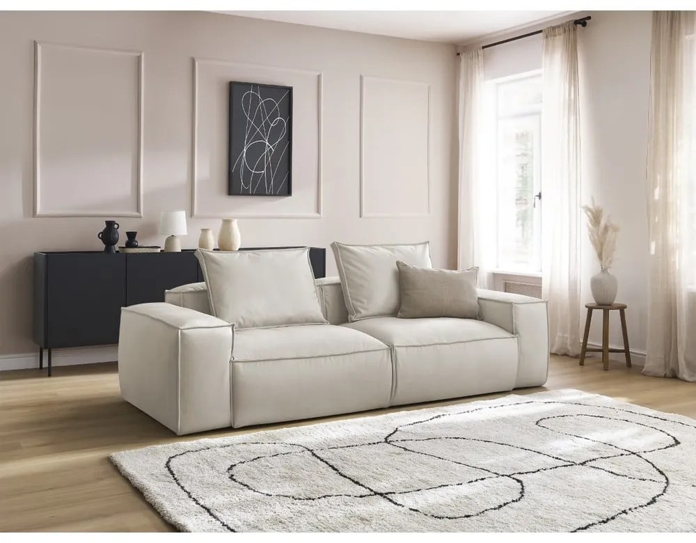 Beżowa sofa z imitacji skóry 260 cm Boheme – Bobochic Paris