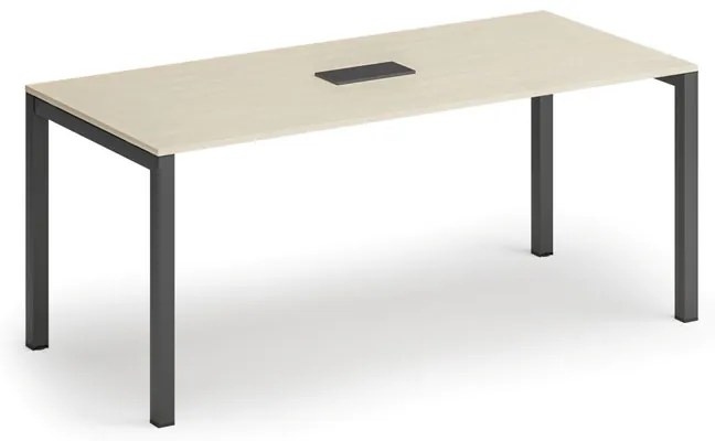 Stół konferencyjny PRIMO SQUARE, 180x80 cm, brzoza + port blatowy TYP II, czarny