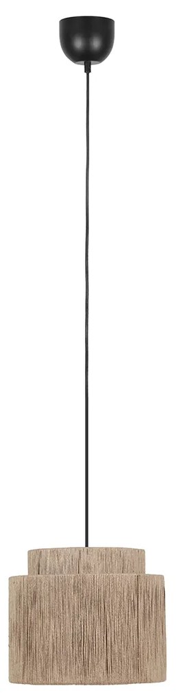 Lampa wisząca Japandi czarna z brązowym sznurem 31 cm - Smilla