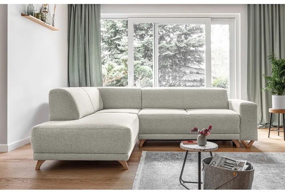 Beżowy rozkładany/ze schowkiem narożnik (lewostronny/w kształcie litery L) Classy Sophie – Miuform