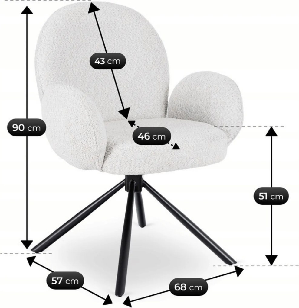 Krzesło Tapicerowane Obrotowe do Salonu MUSSO Szare Nowoczesne
