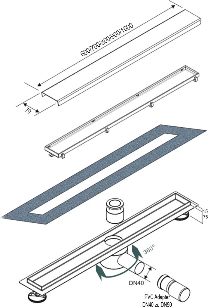 Rynna prysznicowa ze stali nierdzewnej FlexGTB02