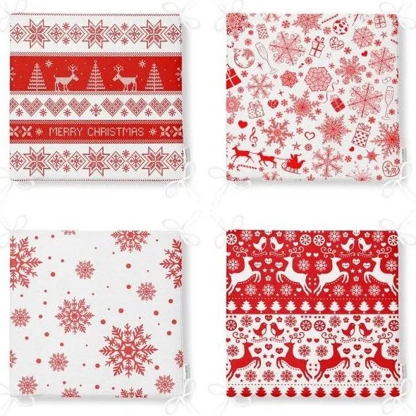 Poduszki na krzesła ze świątecznym motywem zestaw 4 szt. 40x40 cm Snowflakes – Mila Home