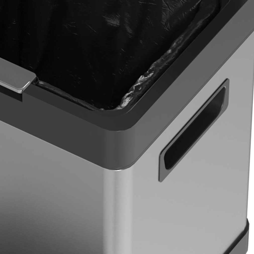 HOMCOM Kosz na śmieci 20+14L z pokrywą, pedałem nożnym, uchylną komorą i wyjmowanymi wewnętrznymi pojemnikami, stal nierdzewna, 32,5 x 31,5 x 78 cm, srebrny | Aosom PL