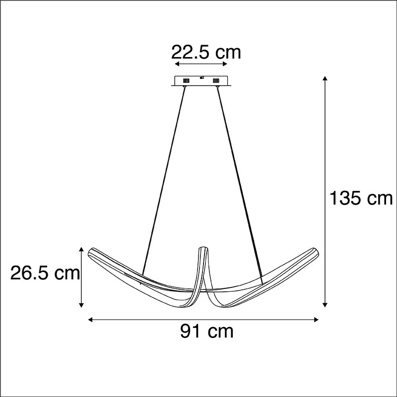 Designerska lampa wisząca stal ściemnialna LED - Viola Due Nowoczesny Oswietlenie wewnetrzne