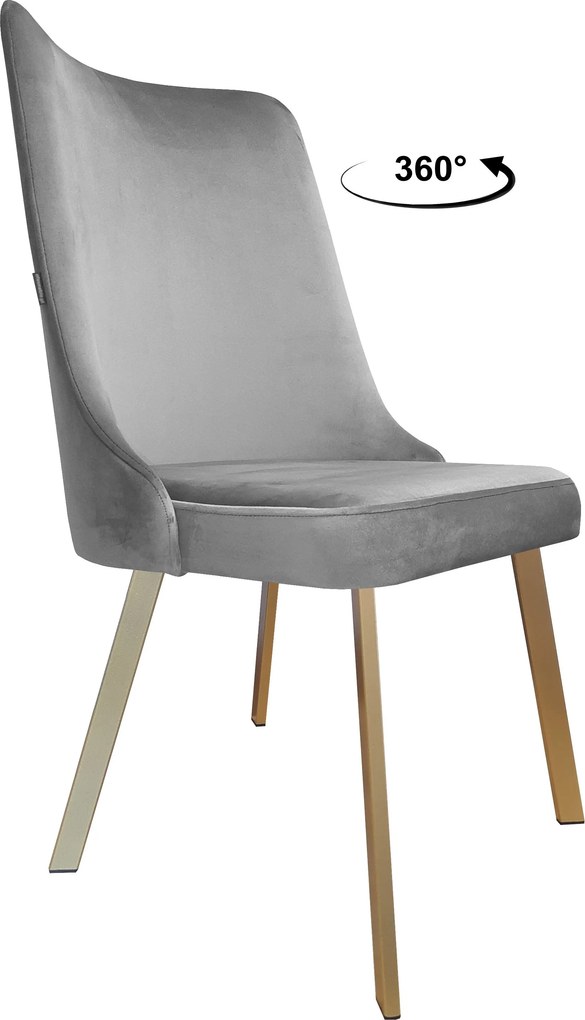Krzesło Victor tkanina Welur noga metalowa krzesło tapicerowane premium : Kolor nogi - Złota profil, Kolor tkaniny - VELVET - MG17, Typ siedziska - Siedzisko obrotowe 360°