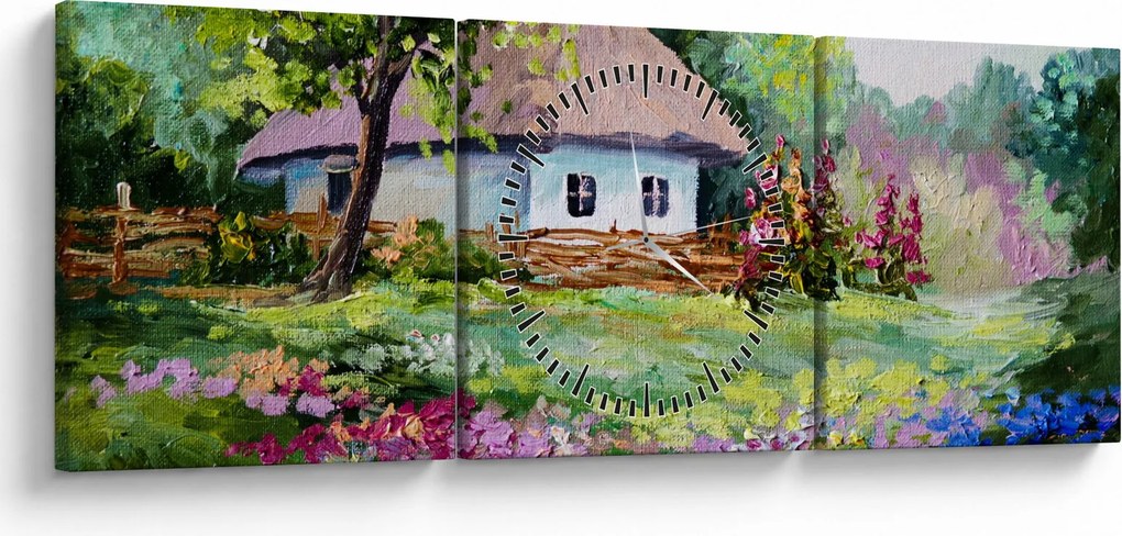 Obraz - Domek (z zegarem) (90x30 cm)
