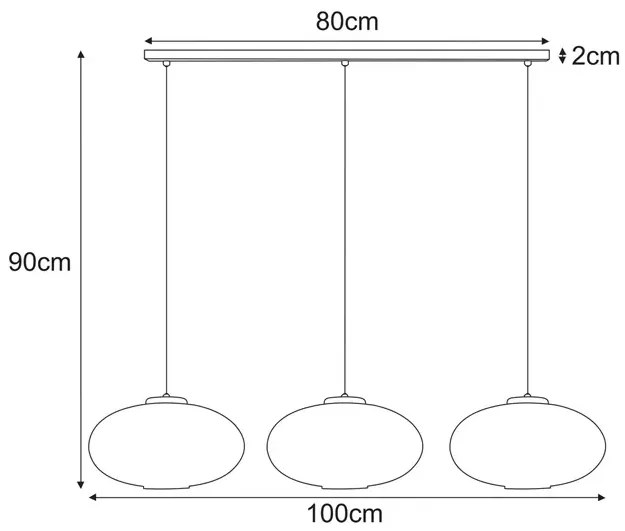 Wisząca lampa z trzema kloszami biała A6-F81