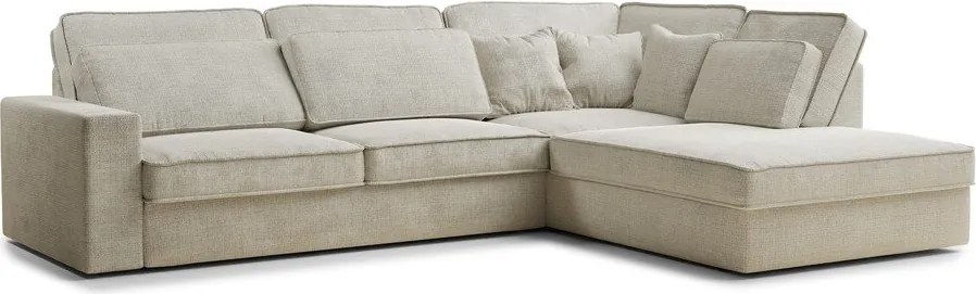 Szarobeżowy narożnik z tkaniny szenilowej (prawostronny/w kształcie litery L) Kirou – Maison de Rêve