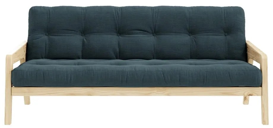 Ciemnozielona sofa rozkładana ze sztruksową tapicerką Karup Design Grab Raw/Pale Blue