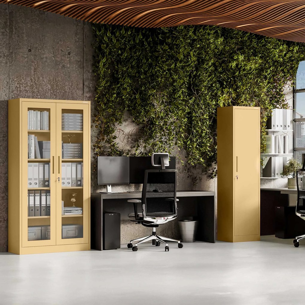 Szafka biurowa na dokumenty ALEX, 450 x 1850 x 400 mm, Fresh Style: beżowa