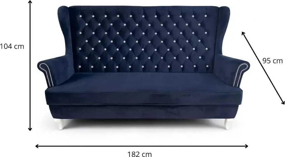 Tradycyjna sofa uszak 3 osobowa głęboko pikowana