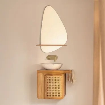 Zestaw Wiszących Mebli Łazienkowych Z Drewna Tekowego Georgy Drewno Tekowe & Cement - Sklum