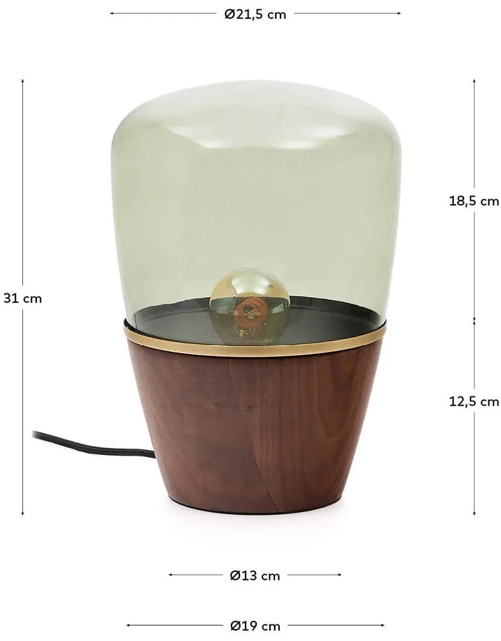 Zielono-naturalne lampa stołowa ze szklanym kloszem (wysokość 30 cm) Silex – Kave Home
