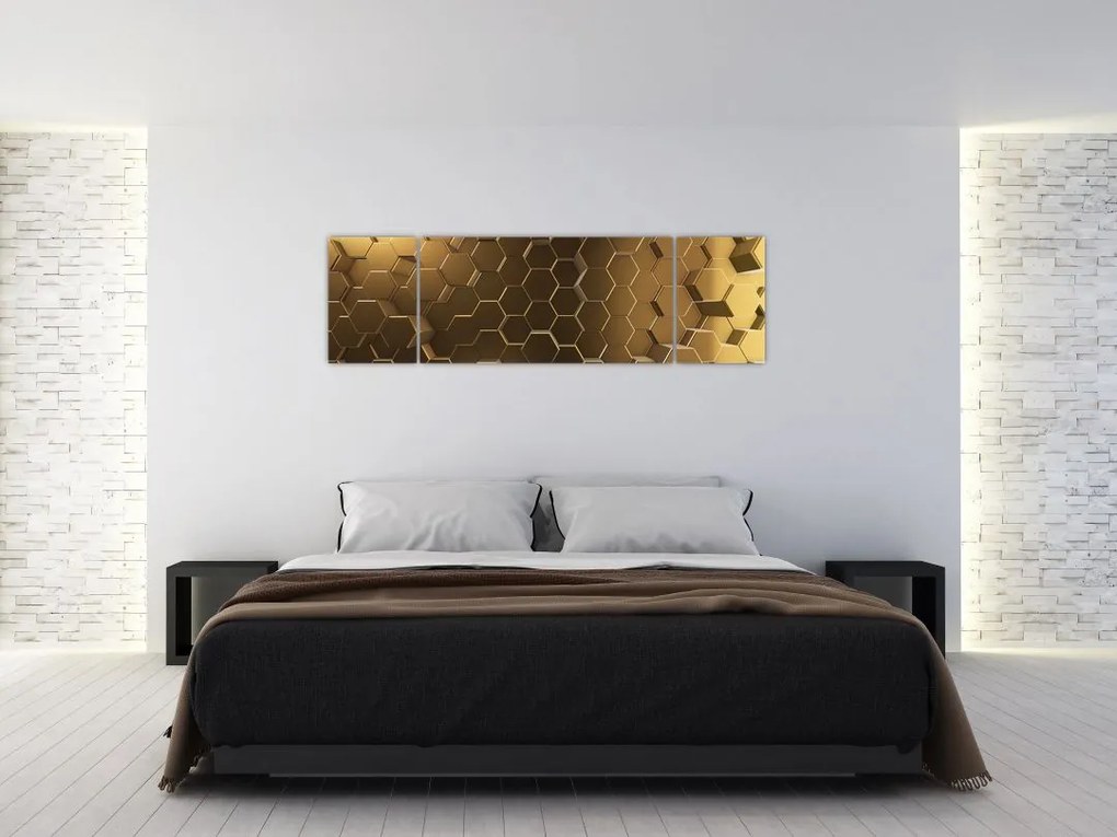 Obraz - Złote sześciokąty (170x50 cm)