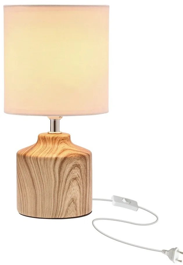 Biała lampa stołowa z tekstylnym kloszem (wysokość 28 cm) Minos – Candellux Lighting