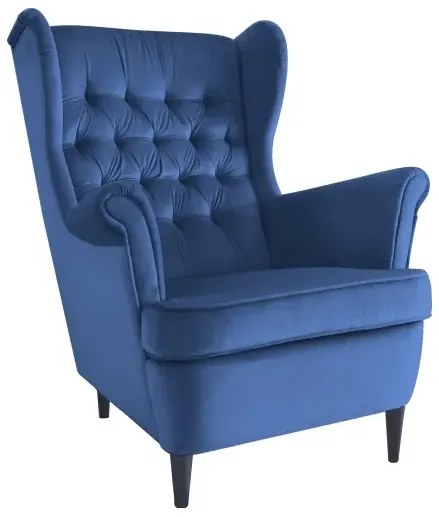 FOTEL HARRY VELVET GRANATOWY BLUVEL 86 / WENGE SIGNAL