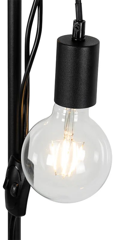 Rustykalna lampa podłogowa czarna z drewnem 2-światła - Dami Rustykalny / Vintage Oswietlenie wewnetrzne