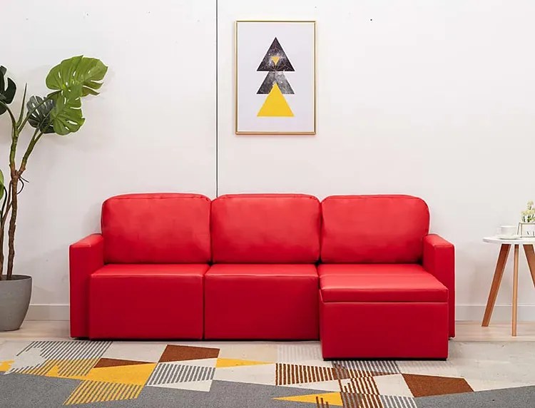Rozkładana sofa modułowa czerwona - Odi 4Q