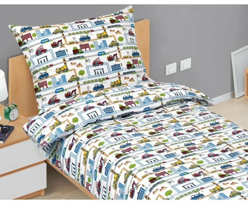 Bellatex Pościel dziecięca bawełniana Junior Cityzielona, 140 x 200, 70 x 90 cm
