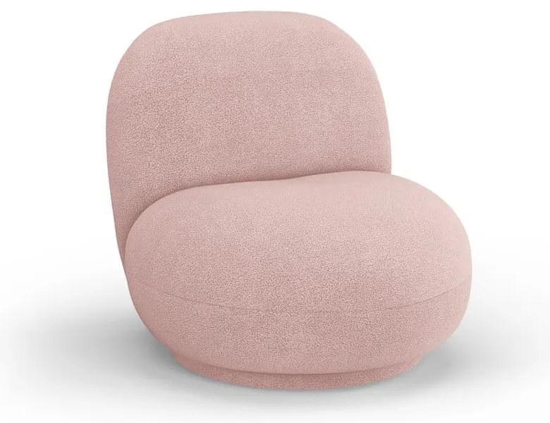 Jasnoróżowy fotel z materiału bouclé Chuck – Micadoni Home