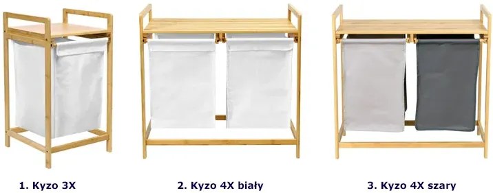 Biały podwójny bambusowy kosz na pranie - Mirasalo 4X