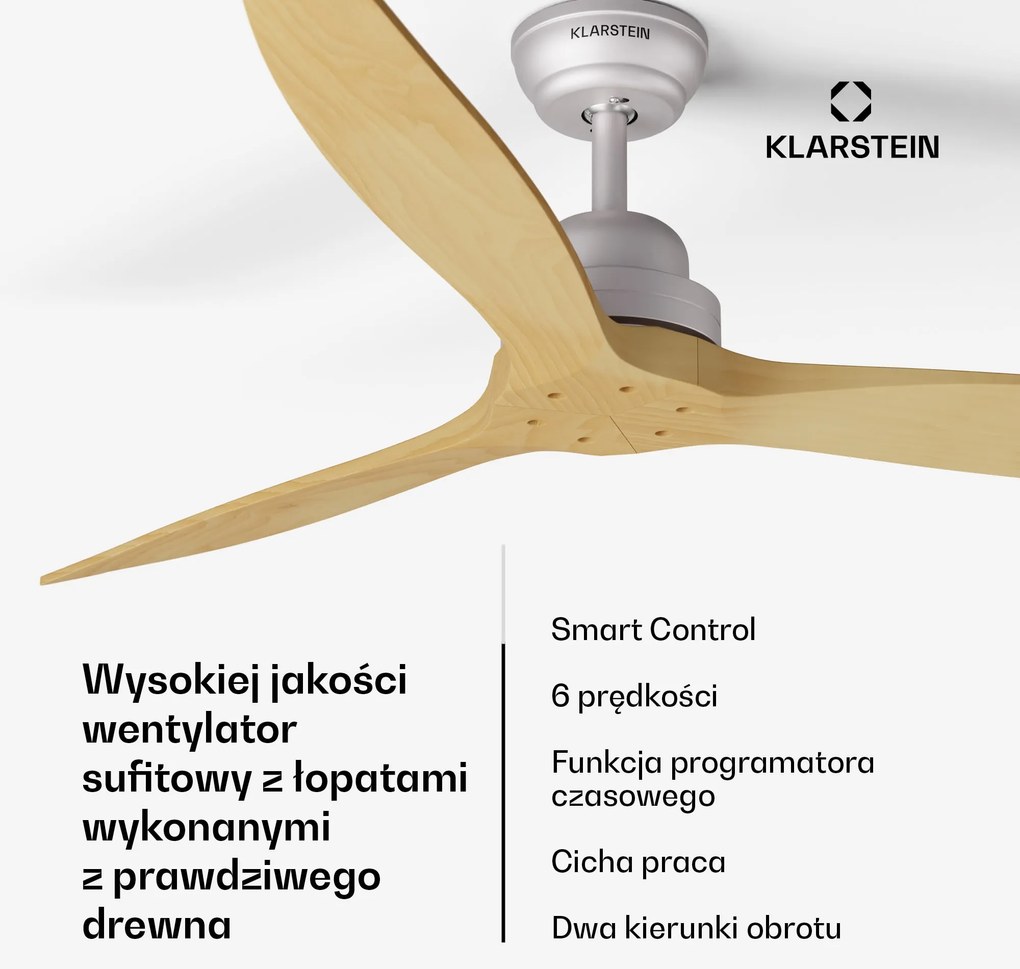 Klarstein Santa Elena Smart 132 cm 40 W wentylator sufitowy klon