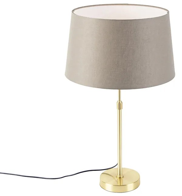 Lampa stołowa złota/mosiężna z abażurem lnianym taupe 35 cm - Parte