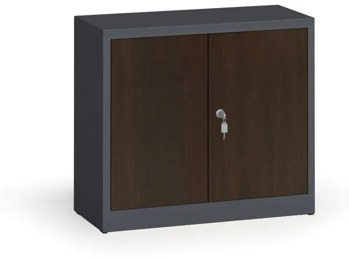 Szafy spawane z laminowanymi drzwiami, 800 x 920 x 400 mm, RAL 7016/wenge