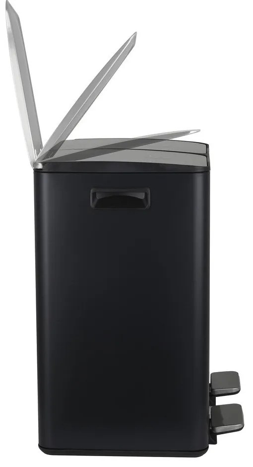 Stalowy kosz na śmieci 2x20 l do segregacji odpadów/z pedałem w kolorze matowej czerni Aliya – Spirella