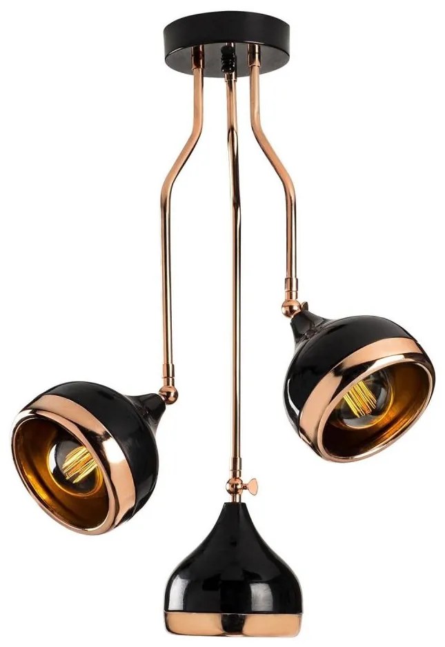 Żyrandol na pręcie YILDO 3xE27/40W/230V czarny/miedziany