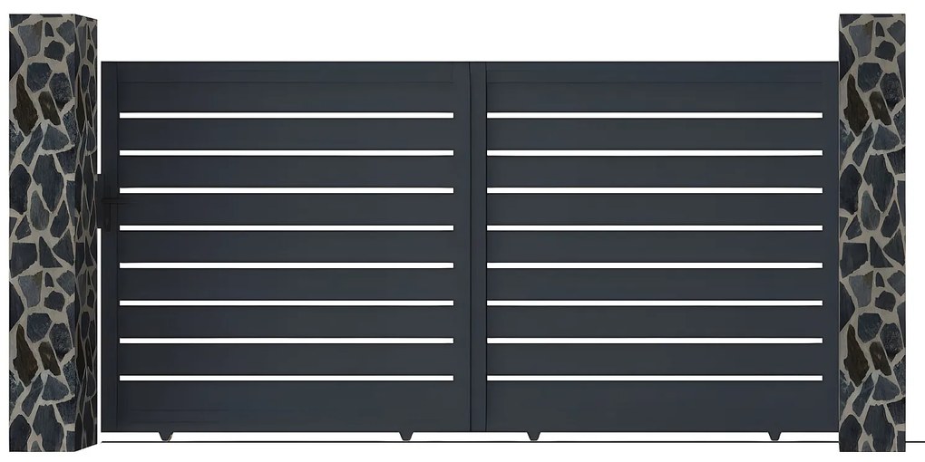 Brama elektryczna przesuwna ażurowa z antracytowego aluminium szer. 416 x wys. 183 cm - PRIMO