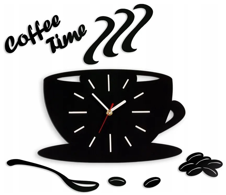 Zegar na ścianę do kuchni naklejany filiżanka cichy czarny do kuchni salonu